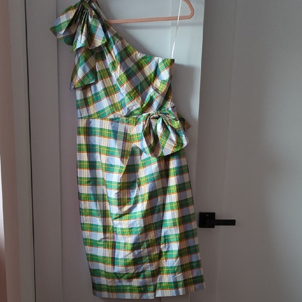 Plaid One-Shoulder Dress